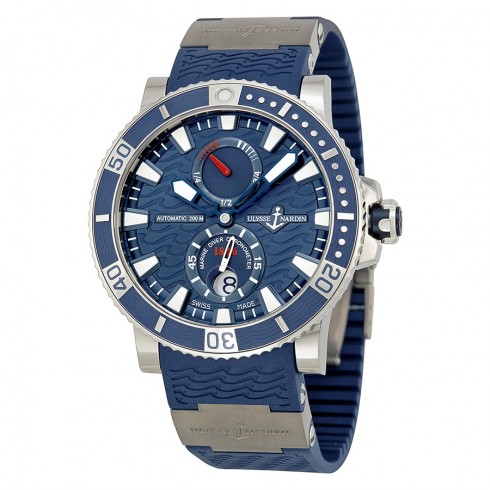 best mens luxury watch - Ulysse Nardin Maxi Marine Diver Titanium Blue Dial Blue Rubber Mens Watch